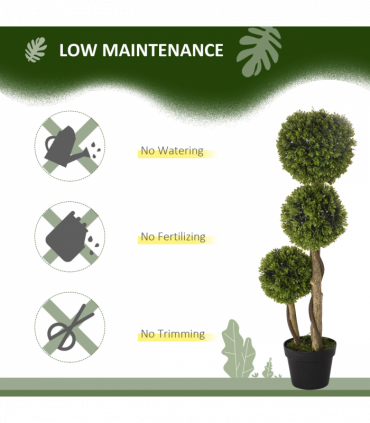 Potted Artificial Plants Boxwood Ball Topiary Trees Indoor Outdoor, 90cm