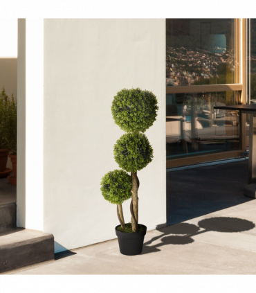 Potted Artificial Plants Boxwood Ball Topiary Trees Indoor Outdoor, 90cm