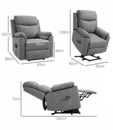 Power Lift Chair Electric Riser Recliner with Remote Control, Grey HOMCOM