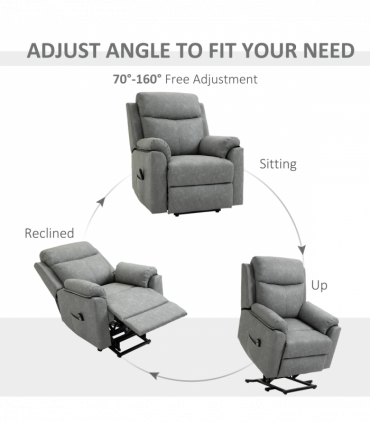 Power Lift Chair Electric Riser Recliner with Remote Control, Grey HOMCOM