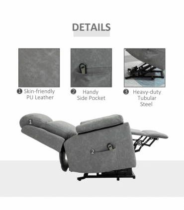 Power Lift Chair Electric Riser Recliner with Remote Control, Grey HOMCOM