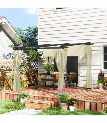 Premium Retractable Pergola Canopy with Private Curtains for Outdoor Spaces