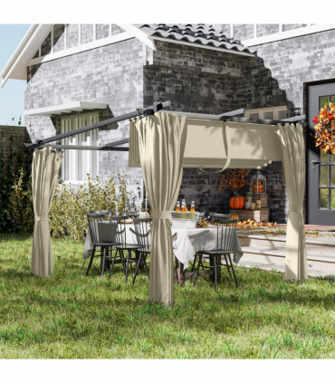 Premium Retractable Pergola Canopy with Private Curtains for Outdoor Spaces
