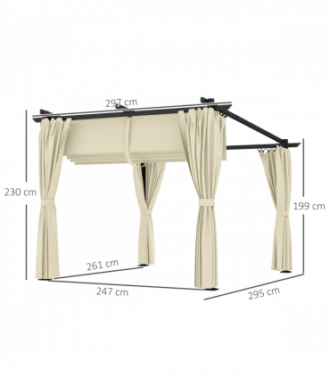 Premium Retractable Pergola Canopy with Private Curtains for Outdoor Spaces