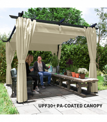 Premium Retractable Pergola Canopy with Private Curtains for Outdoor Spaces
