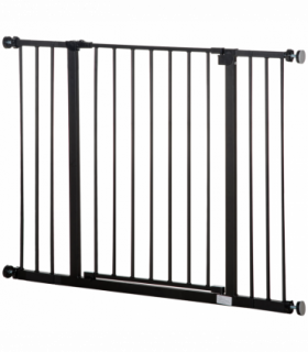 Pressure Fit Dog Gate Pet Barrier for stairs doorway, 76-107cm Width Black