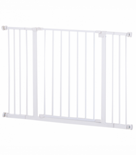 Pressure Fit Dog Gate Pet Barrier for stairs doorway, 76-107cm Width White