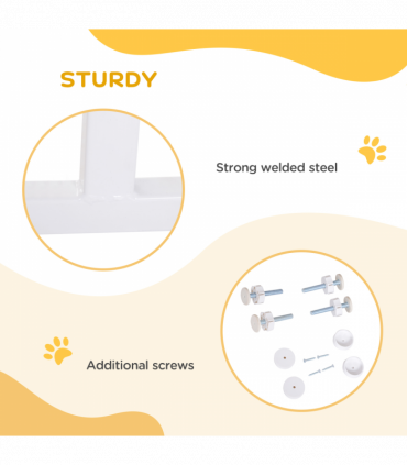 Pressure Fit Dog Gate Pet Barrier for stairs doorway, 76-107cm Width White