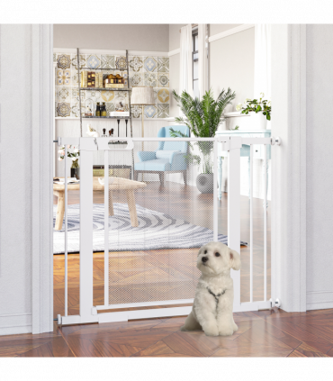 Pressure Fit Safety Gate for Doors, Dog Gate Auto Close, 75-103 cm White PawHut
