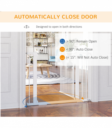 Pressure Fit Safety Gate for Doors, Dog Gate Auto Close, 75-103 cm White PawHut