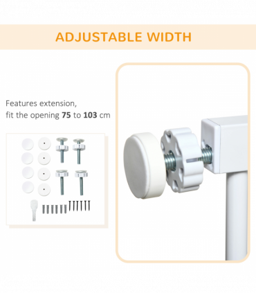 Pressure Fit Safety Gate for Doors, Dog Gate Auto Close, 75-103 cm White PawHut