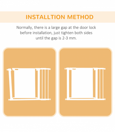 Pressure Fit Safety Gate for Doors, Dog Gate Auto Close, 75-103 cm White PawHut