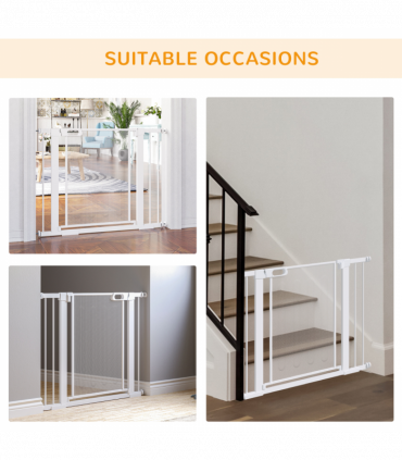 Pressure Fit Safety Gate for Doors, Dog Gate Auto Close, 75-103 cm White PawHut
