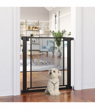 Pressure Fit Safety Gate for Stairs w/ Auto Close 75-82 cm - Black Pawhut