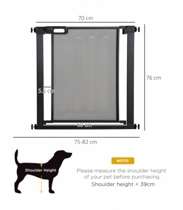 Pressure Fit Safety Gate for Stairs w/ Auto Close 75-82 cm - Black Pawhut