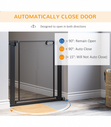 Pressure Fit Safety Gate for Stairs w/ Auto Close 75-82 cm - Black Pawhut