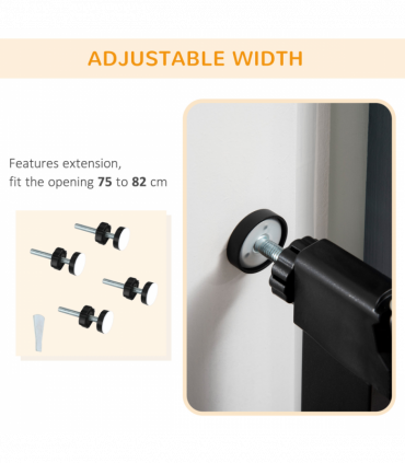 Pressure Fit Safety Gate for Stairs w/ Auto Close 75-82 cm - Black Pawhut