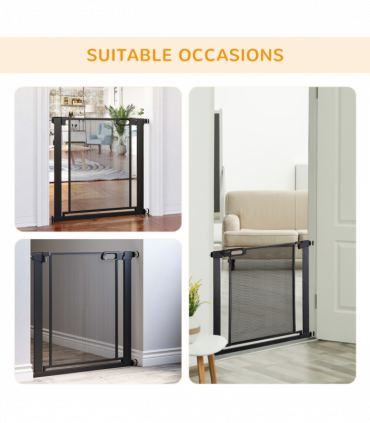 Pressure Fit Safety Gate for Stairs w/ Auto Close 75-82 cm - Black Pawhut