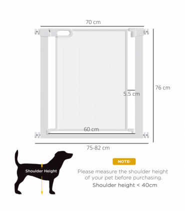 Pressure Fit Safety Gate for Stairs w/ Auto Close 75-82 cm - White Pawhut