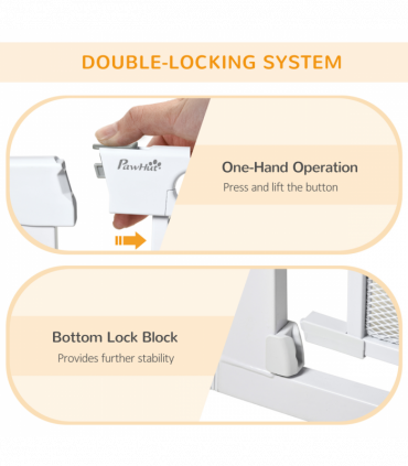Pressure Fit Safety Gate for Stairs w/ Auto Close 75-82 cm - White Pawhut