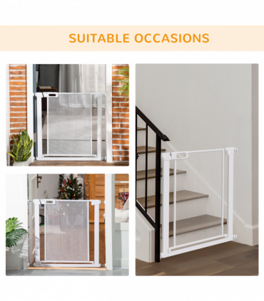 Pressure Fit Safety Gate for Stairs w/ Auto Close 75-82 cm - White Pawhut