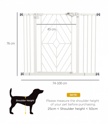 Pressure Fit Safety Gate w/ Auto Closing Door, Double Locking, 74-100cm Openings