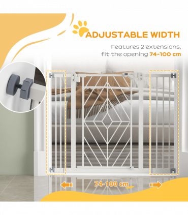 Pressure Fit Safety Gate w/ Auto Closing Door, Double Locking, 74-100cm Openings