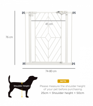 Pressure Fit Safety Gate w/ Auto Closing Door, Double Locking, Openings 74-80cm