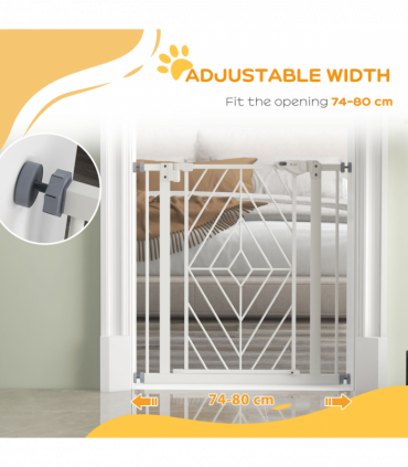 Pressure Fit Safety Gate w/ Auto Closing Door, Double Locking, Openings 74-80cm