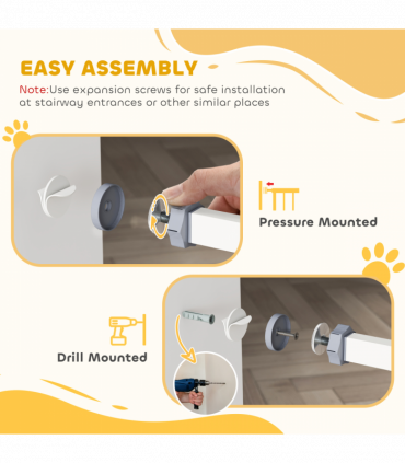 Pressure Fit Safety Gate w/ Auto Closing Door, Double Locking, Openings 74-80cm