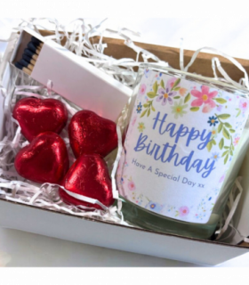 Pretty Flowers Happy Birthday Candle Gift Set | Birthday Gift Hamper for Friend | Birthday Gift Box for Her UK | Birthday Gifts
