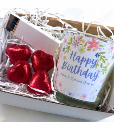 Pretty Flowers Happy Birthday Candle Gift Set | Birthday Gift Hamper for Friend | Birthday Gift Box for Her UK | Birthday Gifts