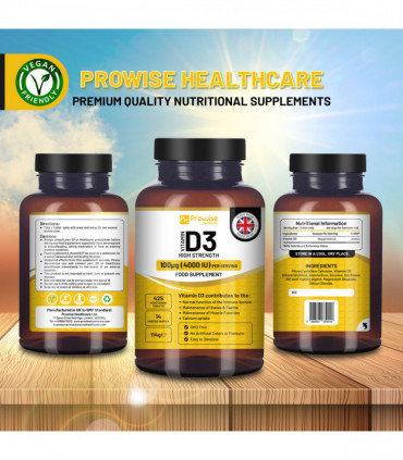 Prowise Vitamin D3 Vegetarian Tablets Immune Support Calcium Boost Bone Muscle