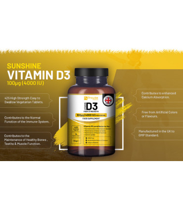 Prowise Vitamin D3 Vegetarian Tablets Immune Support Calcium Boost Bone Muscle