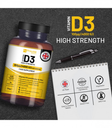 Prowise Vitamin D3 Vegetarian Tablets Immune Support Calcium Boost Bone Muscle