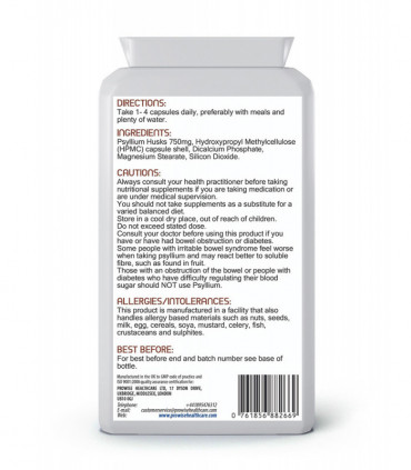 Psyllium Husks 750mg x 90 Capsules by Prowise Healthcare