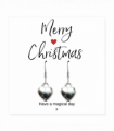 Puff Heart Drop Earrings & Merry Christmas Gift Card