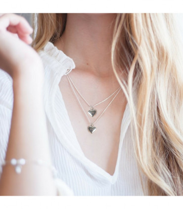 Puff Heart Silver Necklace