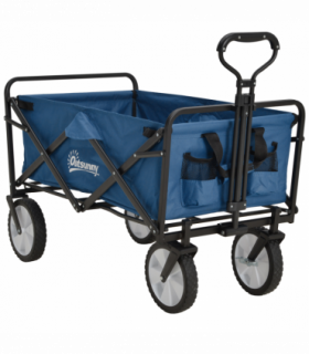 Pull Along Cart Folding Cargo Wagon Trailer Trolley For Beach Garden w/ Handle