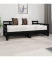 Pull-out Day Bed Black Solid Wood Pine 2x(90x190) cm