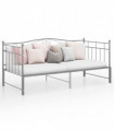 Pull-out Sofa Bed Frame Grey Metal 90x200 cm