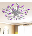 Purple&White Ceiling Lamp Acrylic Crystal Leaf Arms for 5 E14 Bulbs