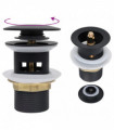 Push Drain with Overflow Function Black 6.4x6.4x9.1 cm