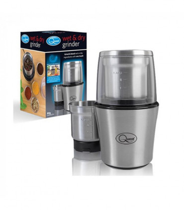 Quest Compact Stainless Steel Electric Grinder, 80g, 200W, 20 x 12 x 12cm 34170