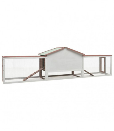 Rabbit Hutch Mocha 303x60x86 cm Solid Pine & Fir Wood