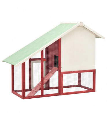 Rabbit Hutch Red and White 140x63x120 cm Solid Firwood