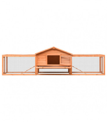 Rabbit Hutch Solid Pine & Fir Wood 303x60x86 cm