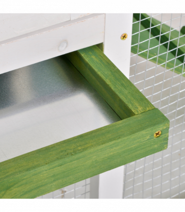 Rabbit Hutch Wood Bunny Cage for Outdoor Indoor w/ Pull Out Tray Run Ramp Green