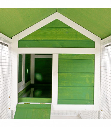 Rabbit Hutch Wood Bunny Cage for Outdoor Indoor w/ Pull Out Tray Run Ramp Green