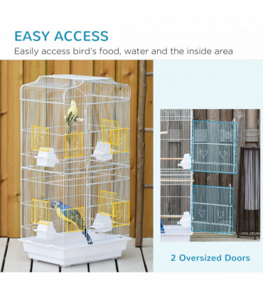 Rabbit Hutch for Two Rabbits Outdoor Guinea Pig Cage w/ Removable Trays, Grey